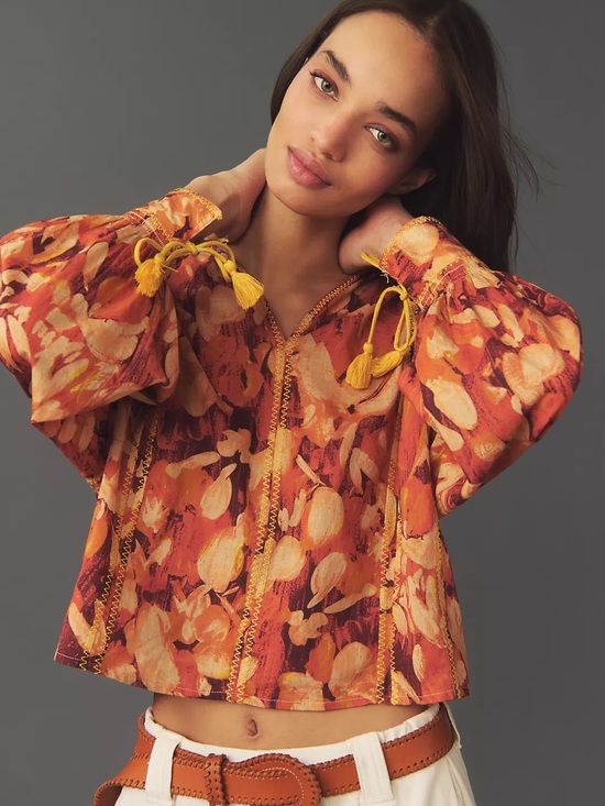 Anthropologie Tops - Anthropologie Tassel Stitched Blouse